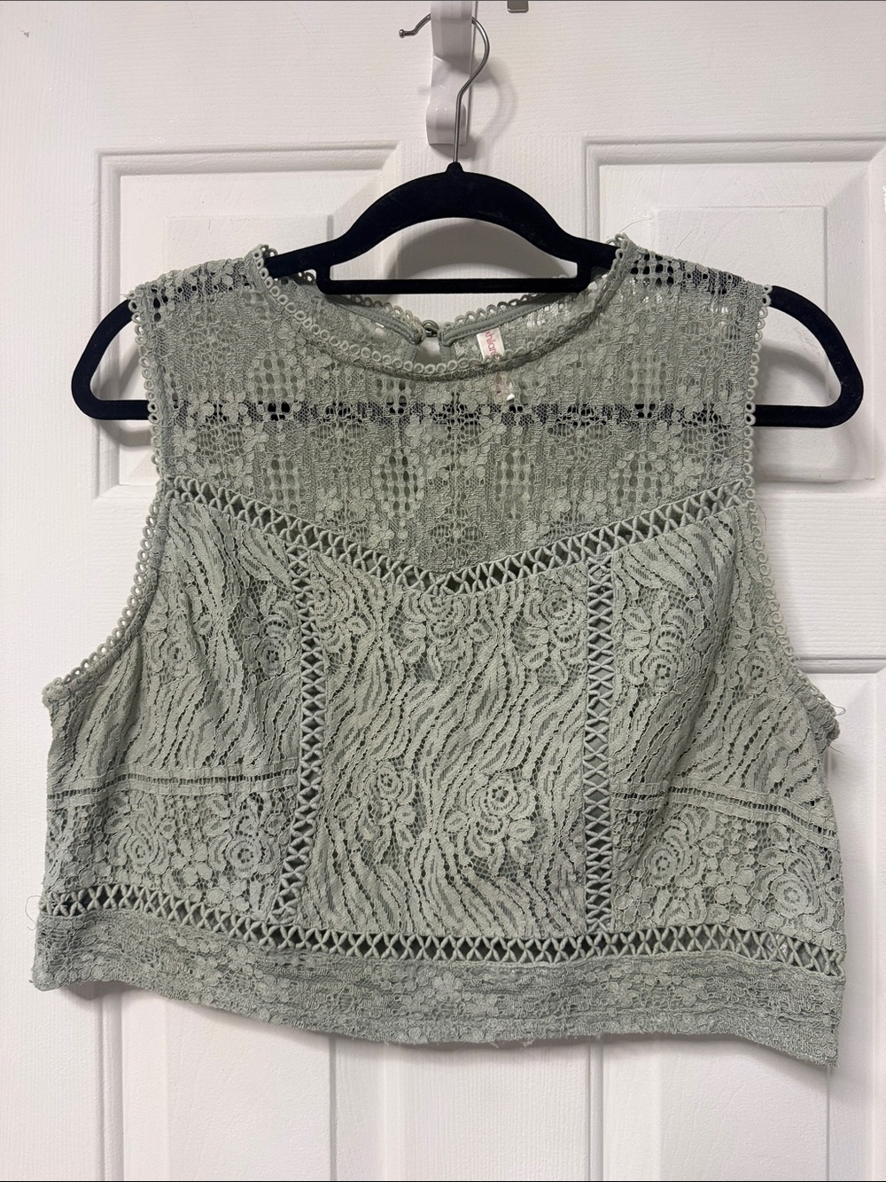 Xhilaration Sage Green Lace Crochet Crop Top